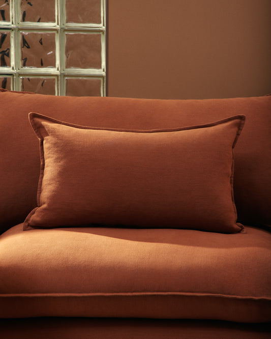 Canapé modulable déhoussable Anarela 5 places en 100 % lin terracotta 330 cm FSC Mix Credit