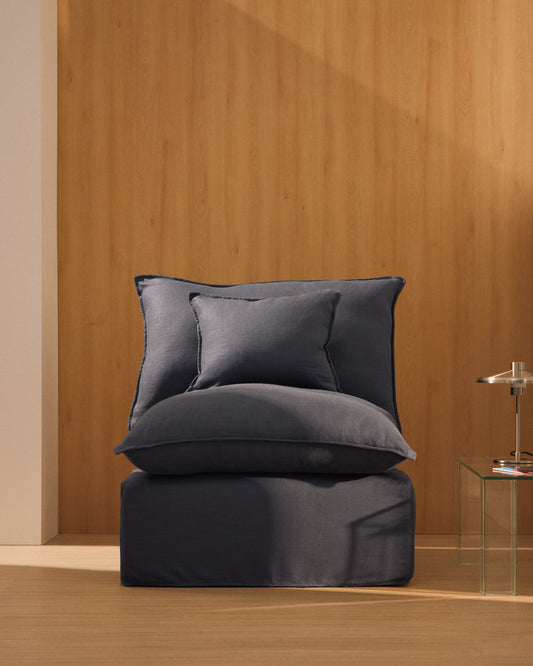 Fauteuil déhoussable Anarela en lin et viscose gris foncé 90 cm FSC Mix Credit