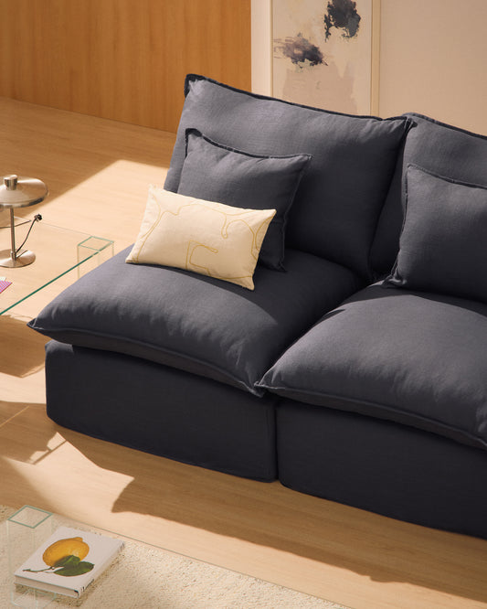 Canapé modulable déhoussable Anarela 2 places en lin et viscose gris foncé 180 cm FSC Mix Credit