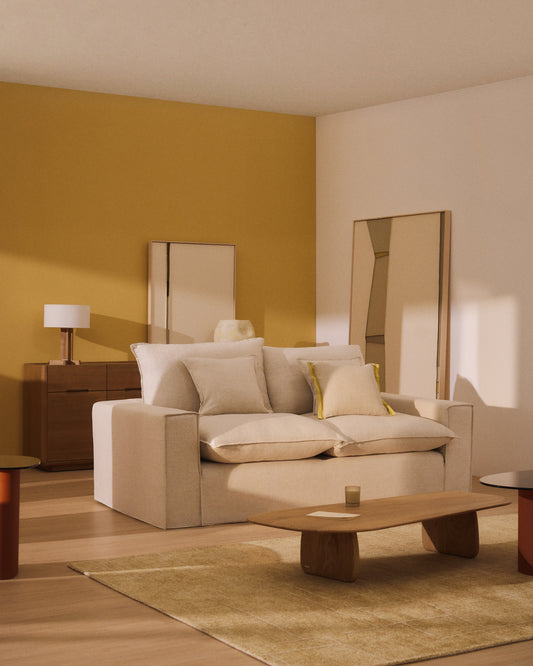 Canapé déhoussable Anarela 3 places en lin et viscose beige 260 cm FSC Mix Credit