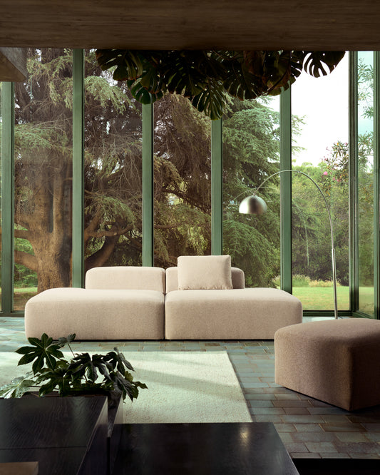 Canapé Blok 3 places en chenille beige 290 cm – FSC Mix Credit