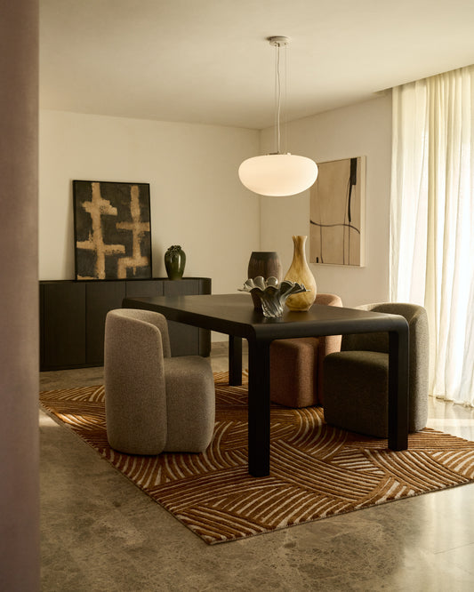 Taula extensible Erisia de fusta massissa de roure amb acabat ebonitzat 200 (280) x 100 cm FSC 100%