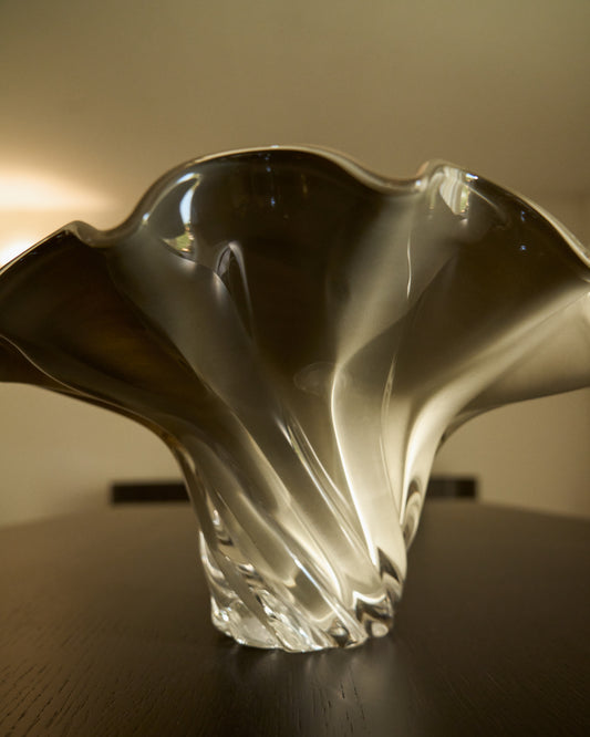 Centro de mesa Lurea de vidrio verde grisáceo 56 x 36,5 cm
