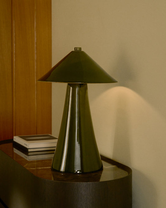 Llum de taula Ceren de ceràmica verd 54 cm