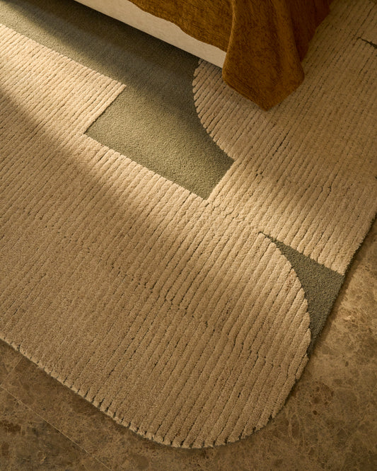 Catifa Bralen de llana jacquard verda i beix 200 x 300 cm