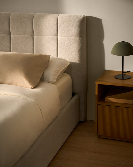 Cama amb canapè abatible Darnela de xenilla cru per a matalàs de 90 x 200 cm