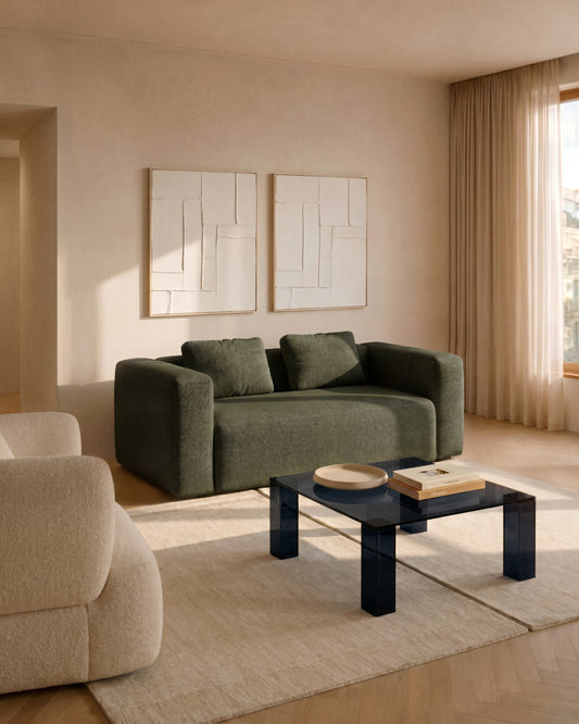 Canapé Blok 2 places en chenille vert mousse 210 cm – FSC Mix Credit