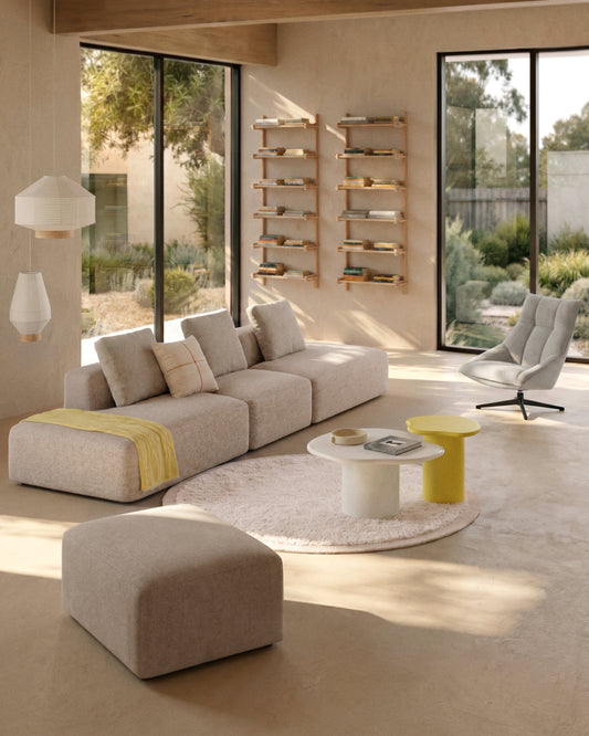 Canapé Blok 4 places en chenille beige 380 cm – FSC Mix Credit