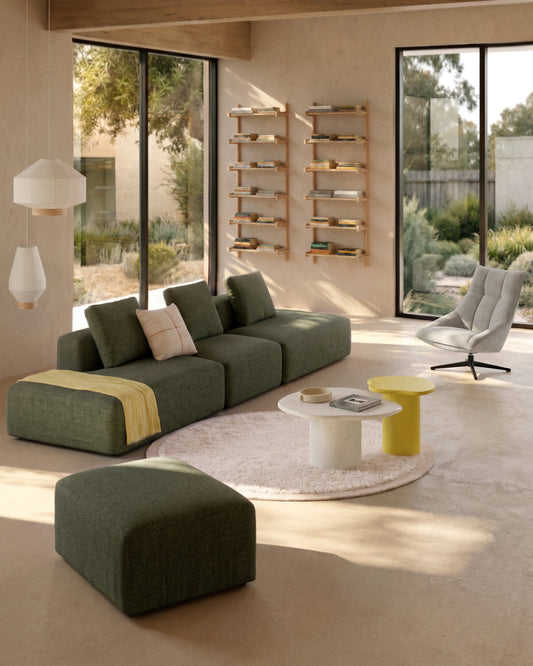 Canapé Blok 4 places en chenille vert mousse 380 cm – FSC Mix Credit