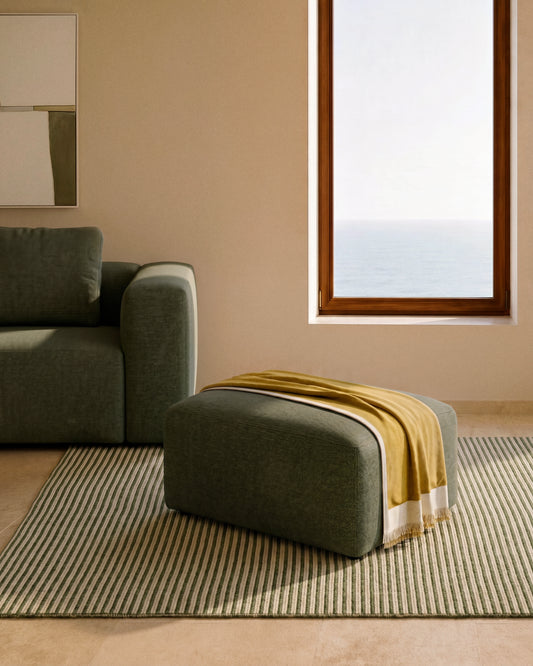 Repose-pieds Blok en chenille vert mousse 90 x 74 cm – FSC Mix Credit
