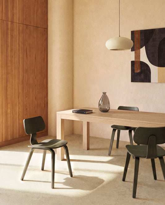 Taula extensible Narevi de xapa de roure amb acabat natural 210 (270) x 100 cm