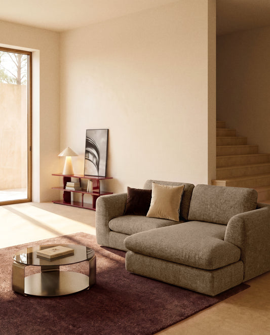 Sofà Vera 3 places amb chaise longue dreta marró clar 232 cm fsc mix credit