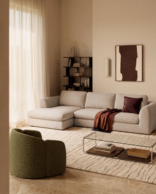 Canapé Vera 4 places avec méridienne droite beige 322 cm FSC Mix Credit