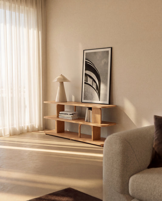 Prestatgeria Aduma de xapa de roure amb acabat to natural FSC 100% 160 x 65 cm