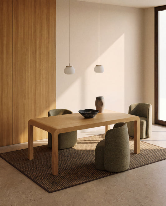 Table extensible Erisia en bois de chêne finition ton naturel 200 (280) x 100 cm FSC 100%