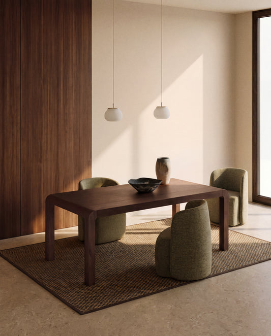 Table extensible Erisia en bois de chêne finition ton noyer foncé 200 (280) x 100 cm FSC 100%