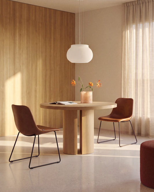 Mesa redonda Nealy de chapa de roble con acabado natural Ø 120 cm
