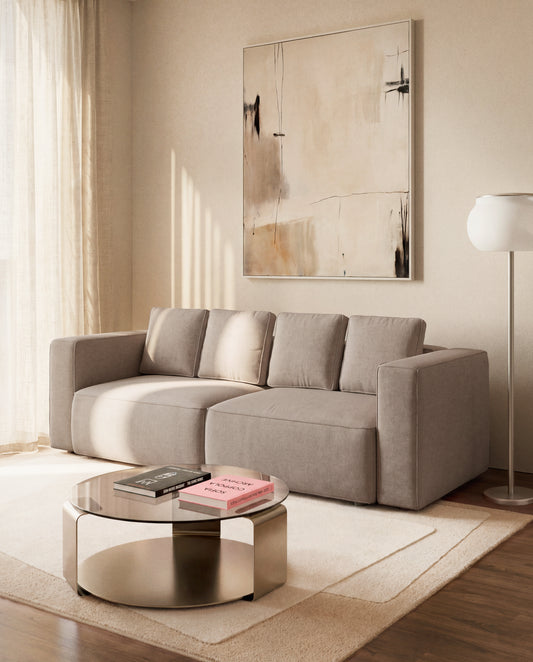 Cortina Nolira de mescla de lli color cru 140x270 cm