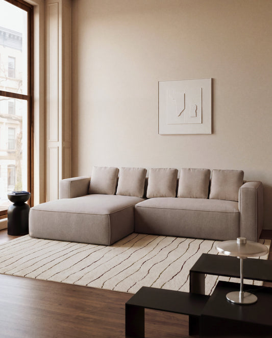 Sofá cama Marela 4 plazas con chaise longue izquierda abatible beige 276 cm FSC Mix Credit