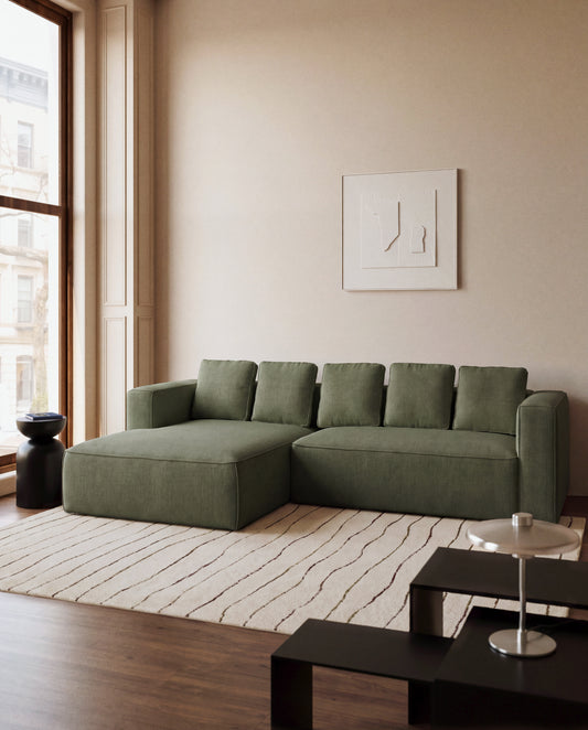 Sofá cama Marela 4 plazas con chaise longue izquierda verde 276 cm FSC Mix Credit