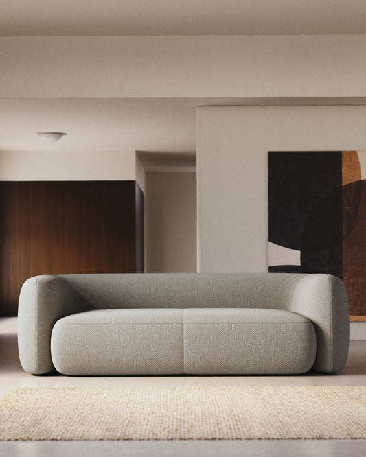 Canapé Martina 3 places en bouclette coloris pierre 246 cm – Certifié FSC Mix Credit