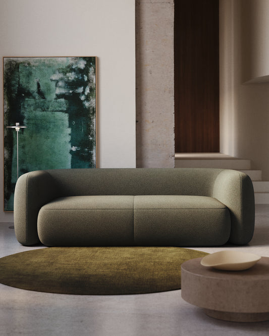 Canapé Martina 3 places en chenille verte 246 cm – Certifié FSC Mix Credit