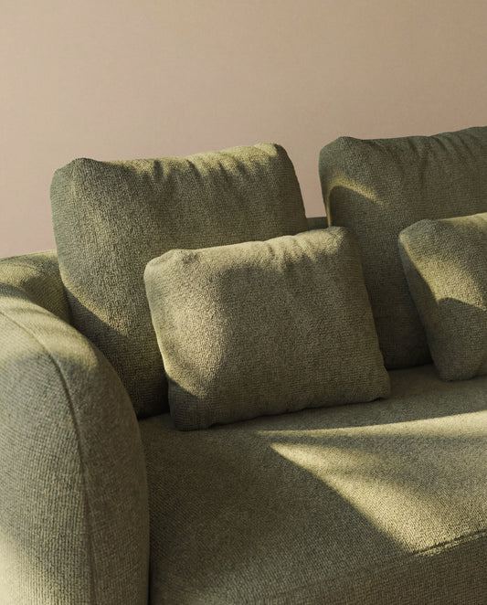 Coussin Martina en chenille verte 47 x 36 cm