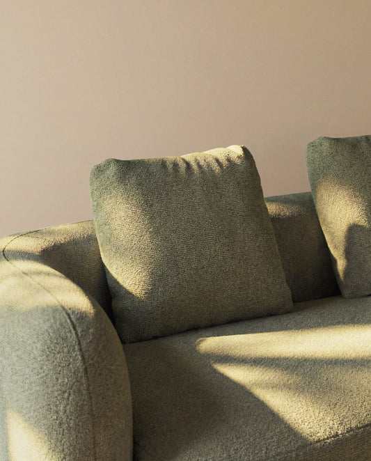 Coussin Martina en chenille verte 60 x 52 cm