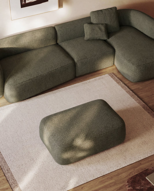 Repose-pieds Martina en chenille verte 123 x 85 cm