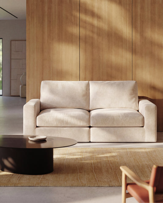 Canapé modulable déhoussable Alea 3 places chenille beige 220 cm