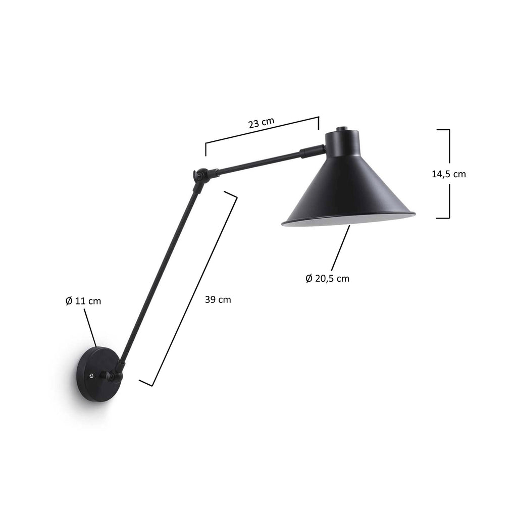Aplic Dione d'acer amb acabat pintat negre