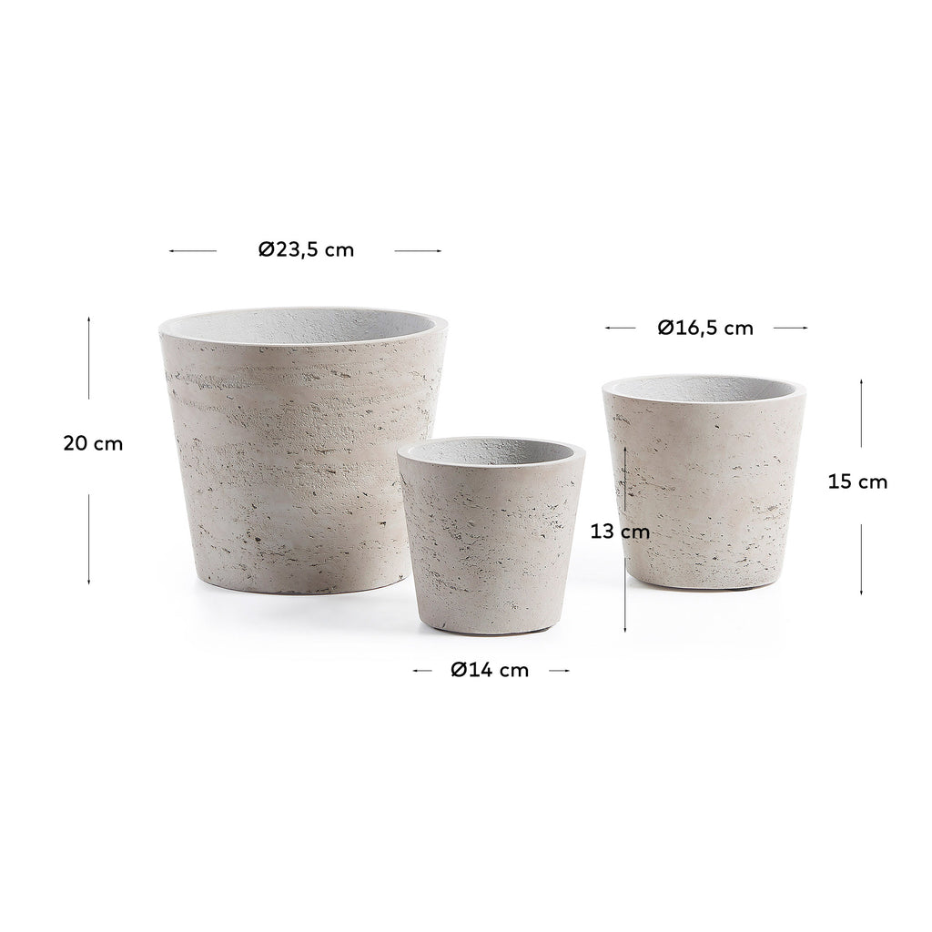 Conjunt Low de 3 testos gris Ø 23,5 cm / Ø 16,5 cm / Ø 14 cm