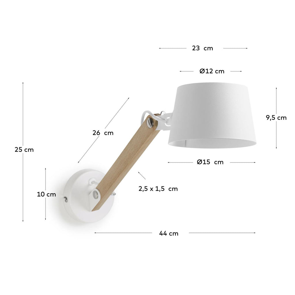 Aplic Muse de fusta de faig i acer amb acabat blanc