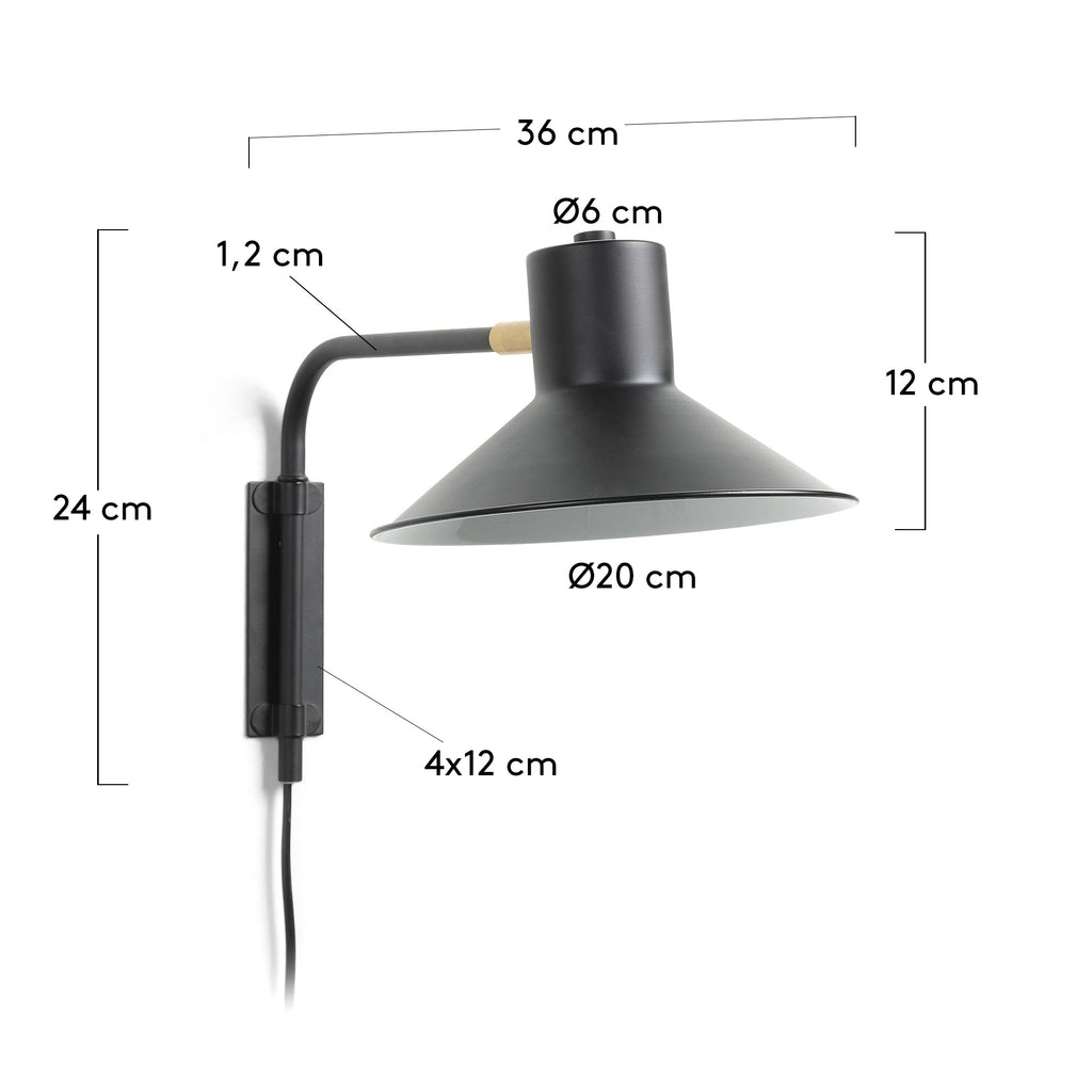 Aplic petit Aria d'acer amb acabat negre