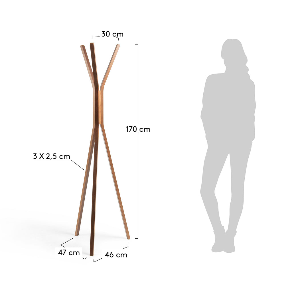 Penja-robes Chelsey fusta massissa de cautxú 170 cm