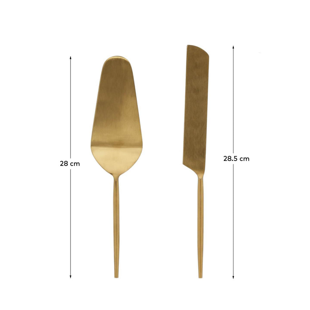 Siete Lite de 2 cubiertos para pastel dorado