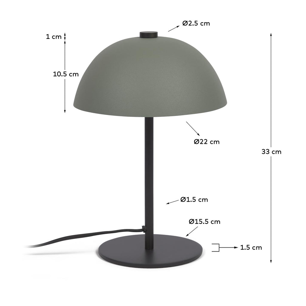 Lámpara de mesa Aleyla de metal con acabado verde