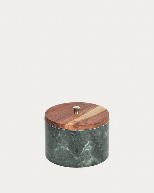 Bote grande Karla de madera maciza acacia y mármol verde