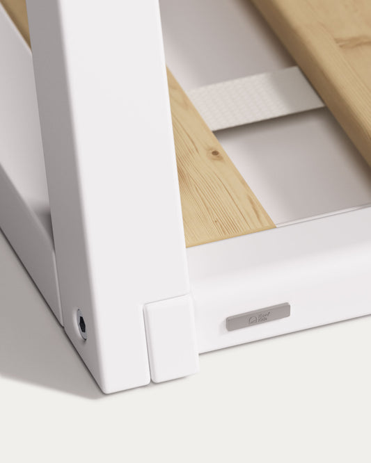 Llit tipi Maralis de fusta massissa de faig amb acabat blanc per a matalàs de 70 x 140 cm