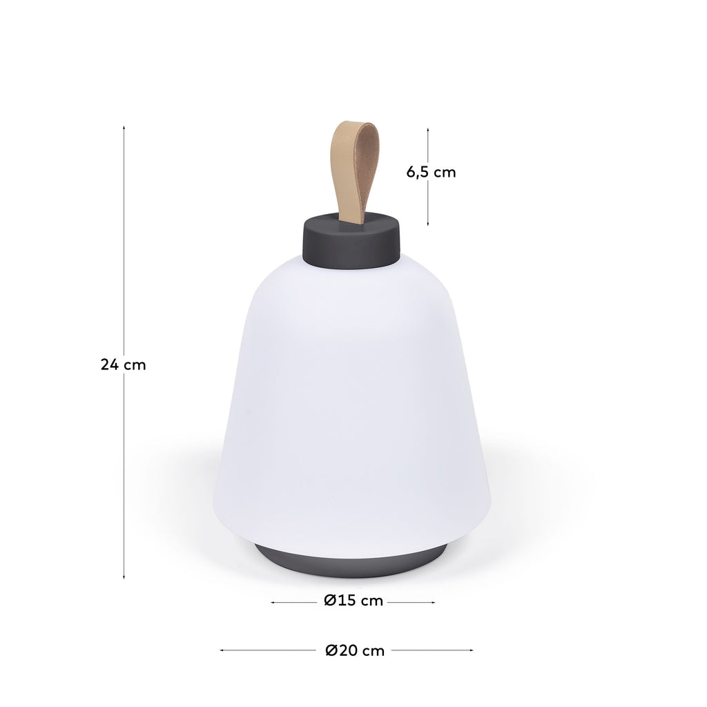 Lampe de table d’extérieur Udiya en polyéthylène et métal avec finition noire