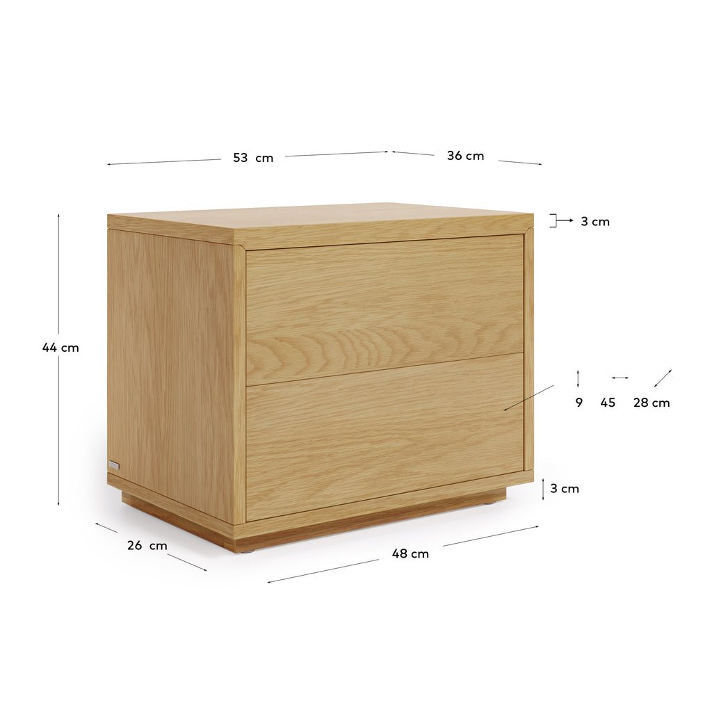 Tauleta de nit Abilen de xapa de roure 53 x 44 cm FSC 100%