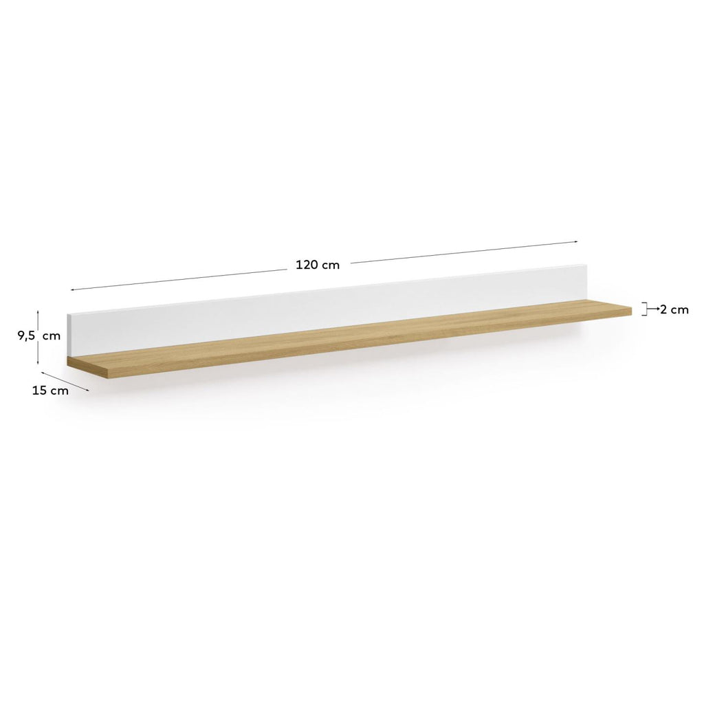 Prestatge Abilen de xapa roure i lacatge blanc 120 x 15 cm FSC 100%