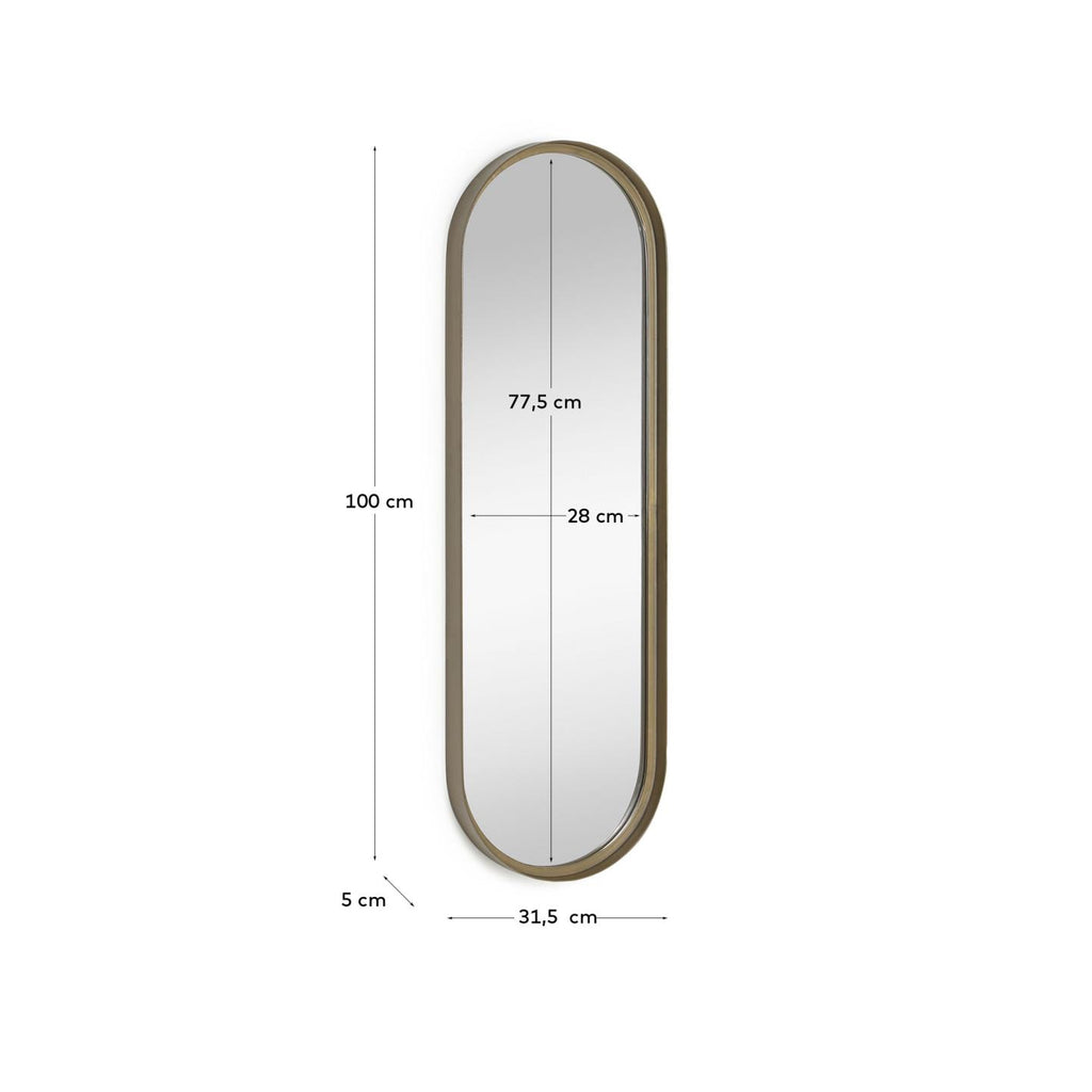 Mirall de paret Tiare metall daurat 31 x 101 cm