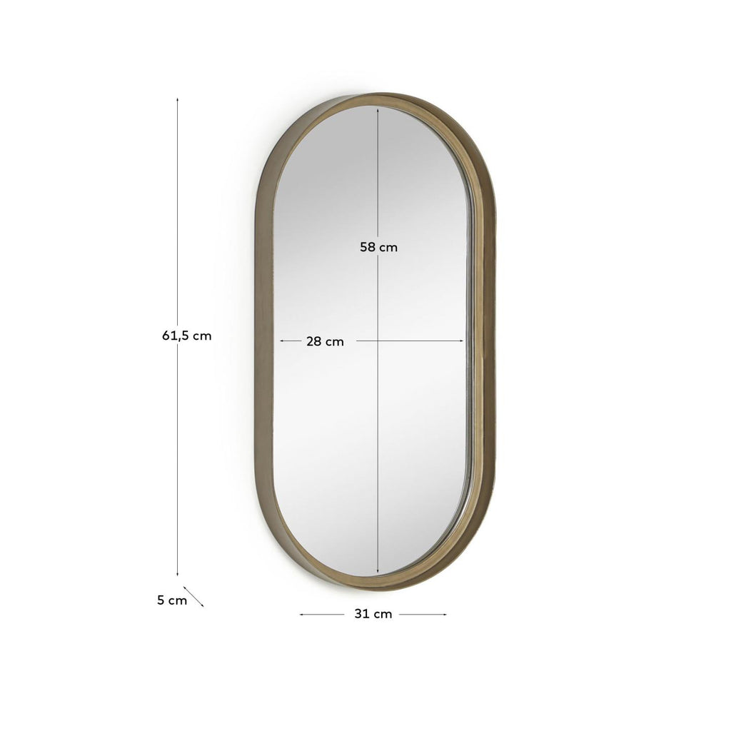 Mirall de paret Tiare metall daurat 31 x 61,5 cm