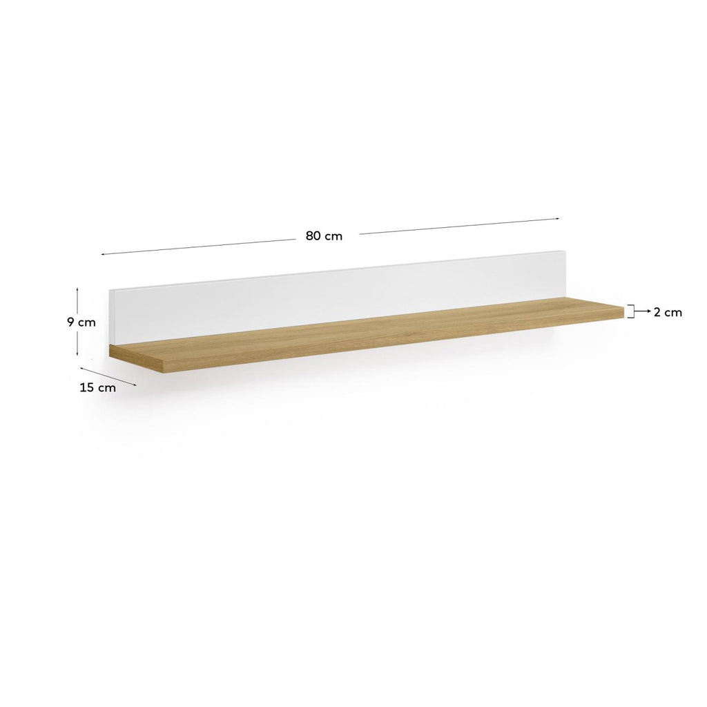 Prestatge Abilen de xapa de roure i lacatge blanc 80 x 15 cm FSC 100%