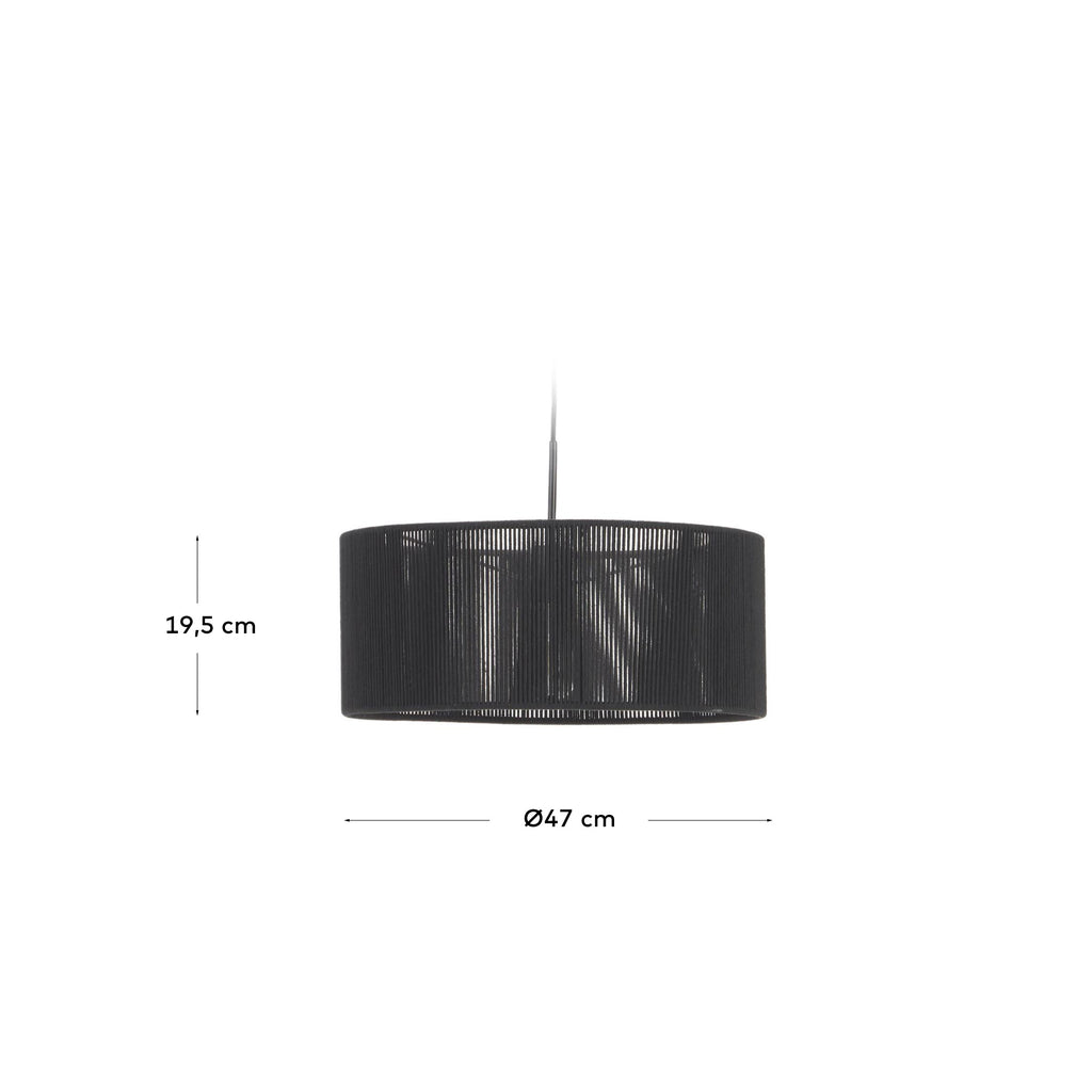 Pantalla para lámpara de techo Cantia de algodón con acabado negro Ø 47 cm
