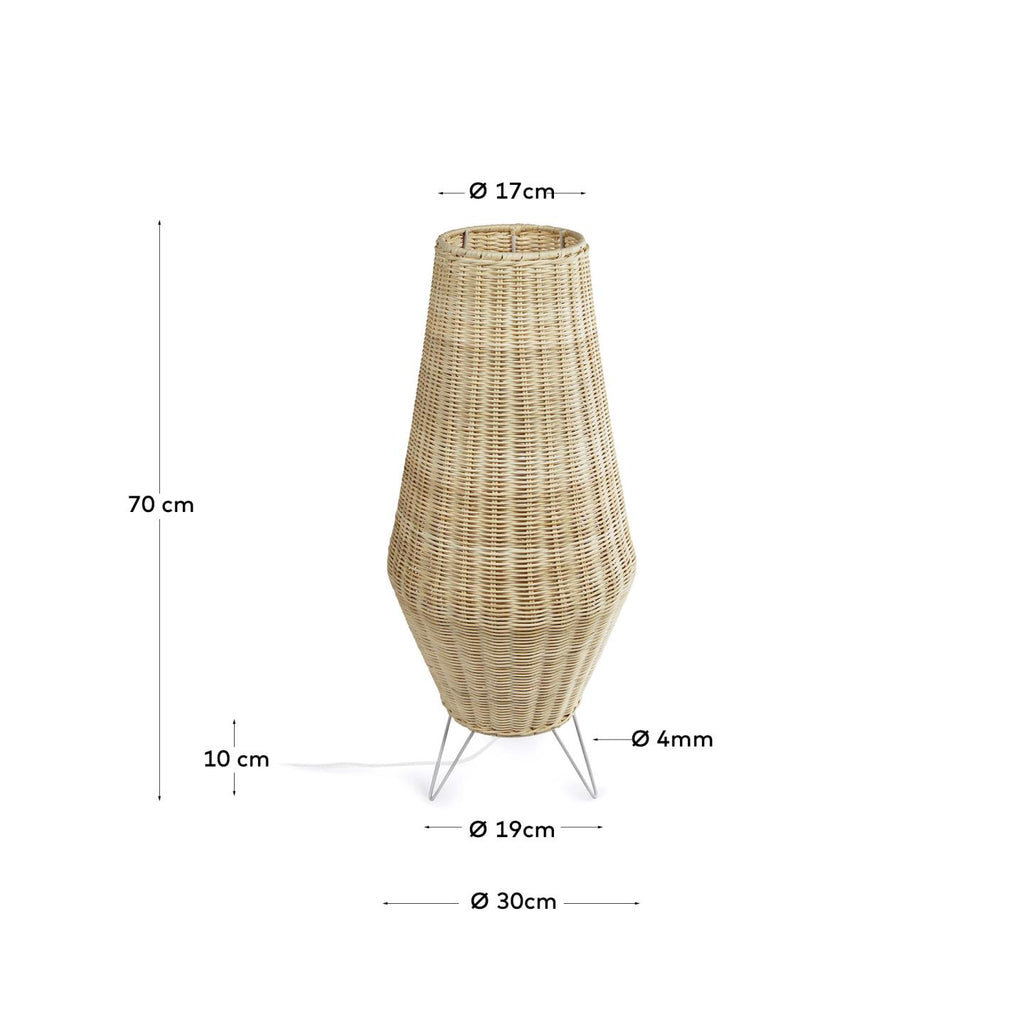 Llum de taula mitjà Kamaria de rotang amb acabat natural