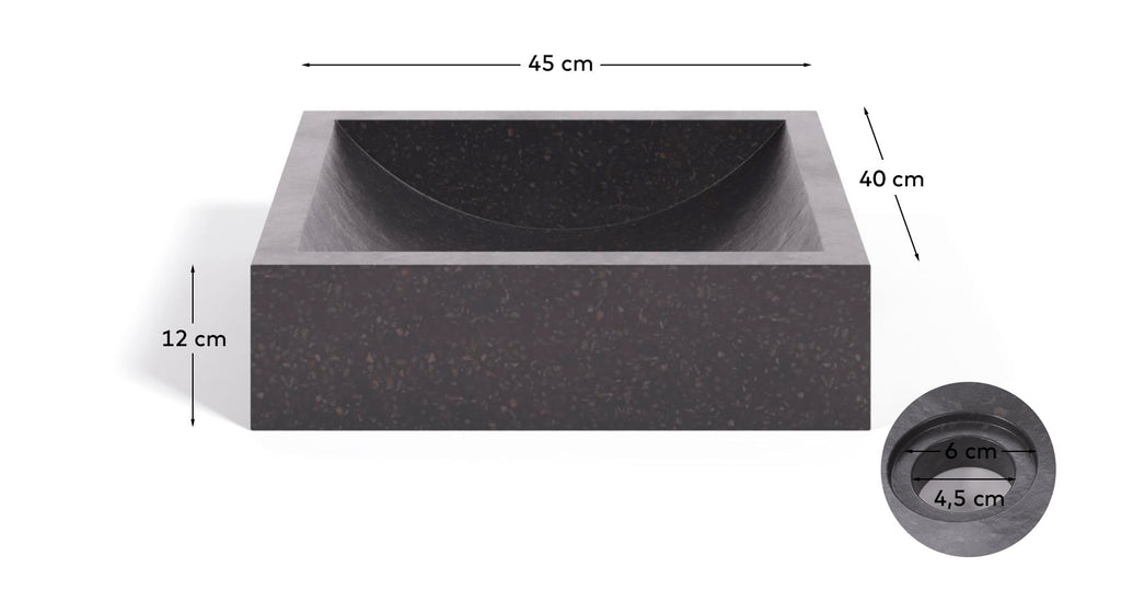 Pica de lavabo Delina de terratzo negre 40 x 45 cm