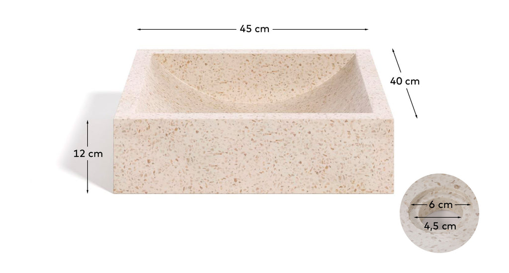 Pica de lavabo Delina de terratzo blanc 40 x 45 cm