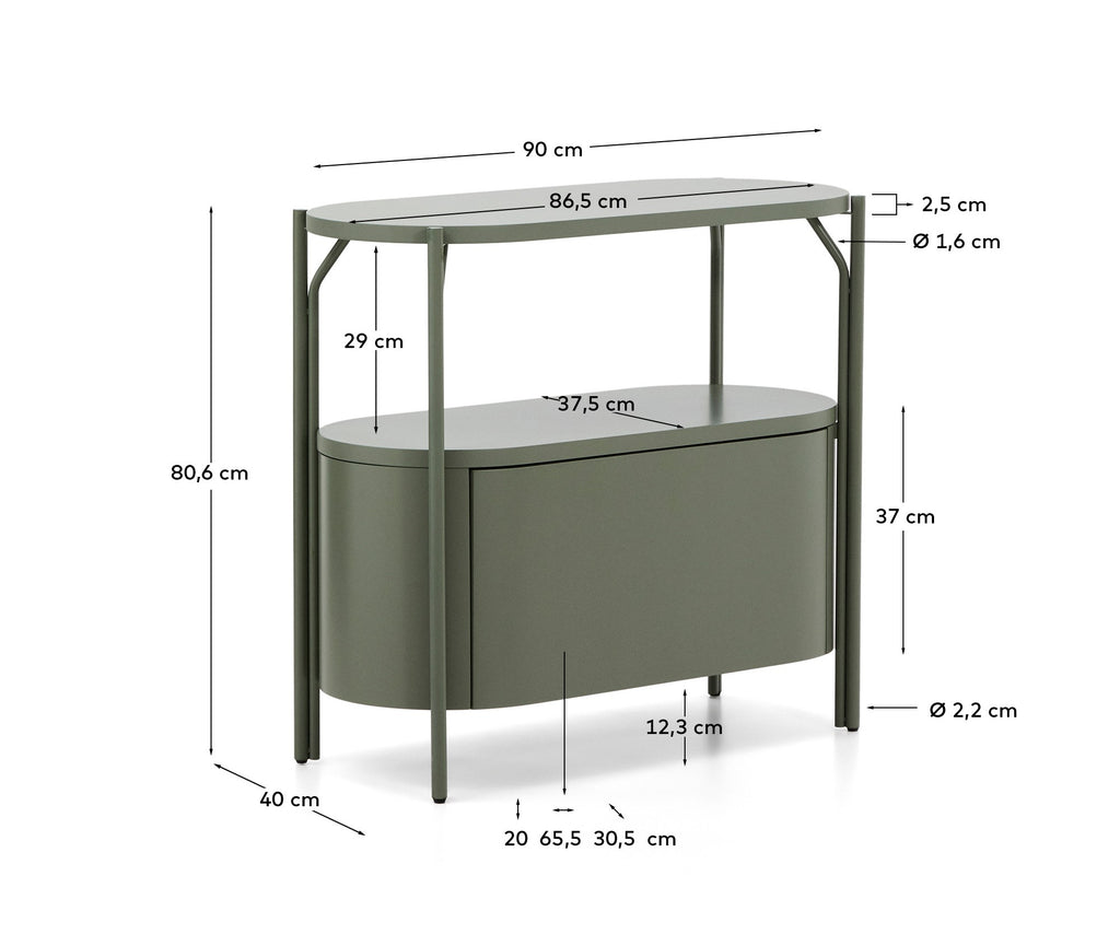 Moble de bany Arely amb estructura d'acer i MDF lacat verd 90x40 cm